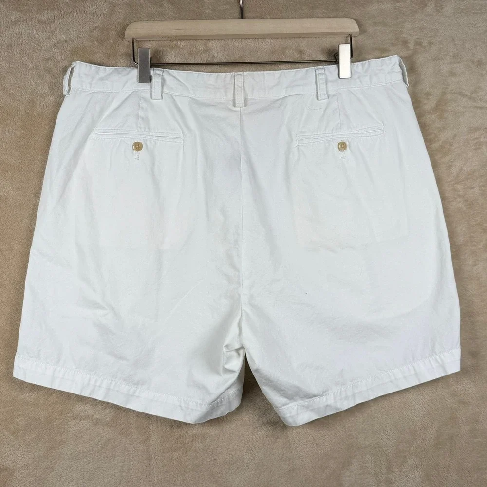 Polo Ralph Lauren Men's Andrew Pleated Shorts White Size 40 Cotton Classic Fit - Picture 2 of 11